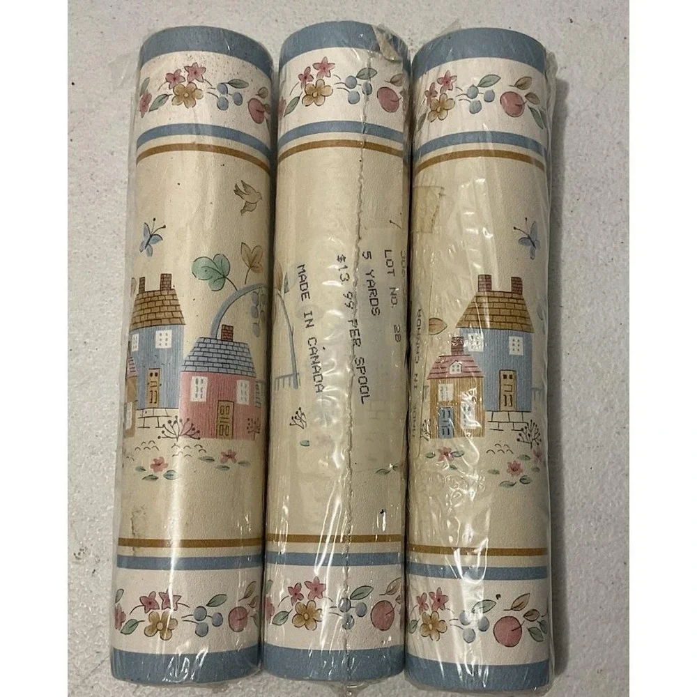 VTG Heartland Pattern Wallpaper Boarder 3 Rolls Cottage Core 45 Feet